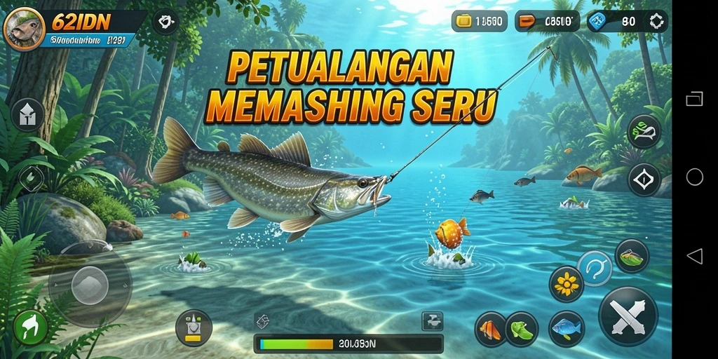 Screenshot gameplay 62IDN yang menunjukkan keseruan memancing.