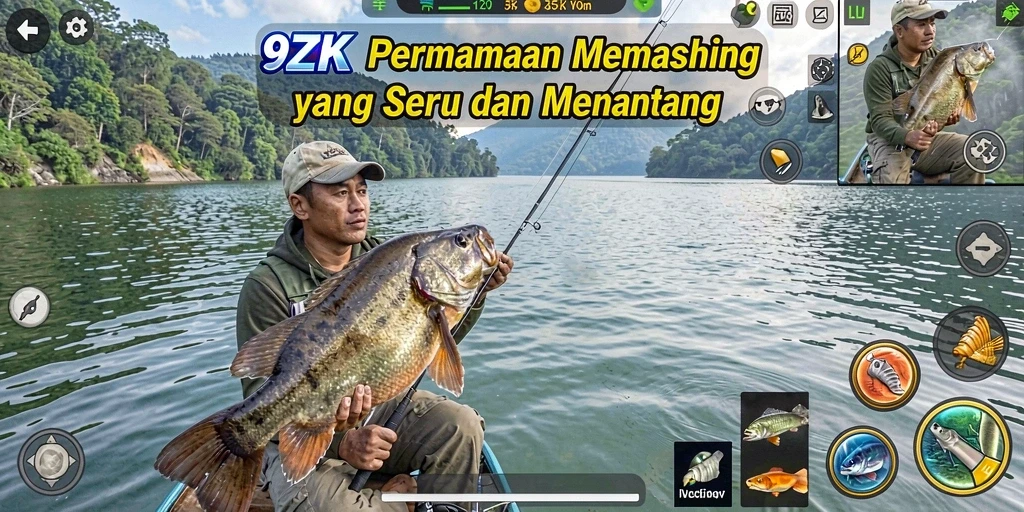 Tampilan gameplay memancing yang mendebarkan dalam 9ZK.