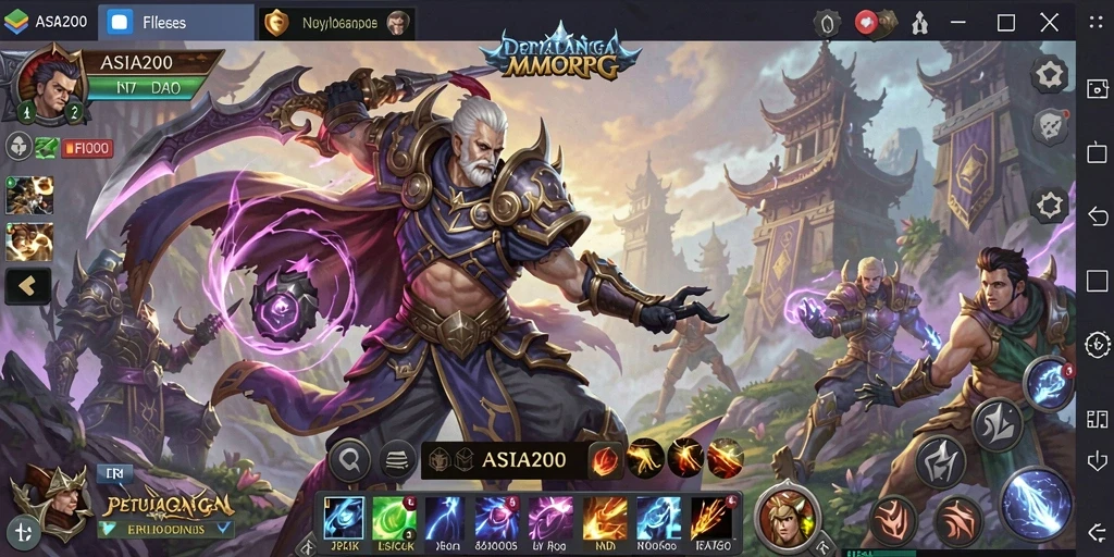 Tangkapan layar gameplay ASIA200 yang menampilkan aksi mendebarkan dalam dunia MMORPG.
