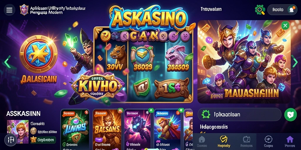Screenshot utama ASKASINO menunjukkan antarmuka aplikasi Utility yang modern dan fungsional.