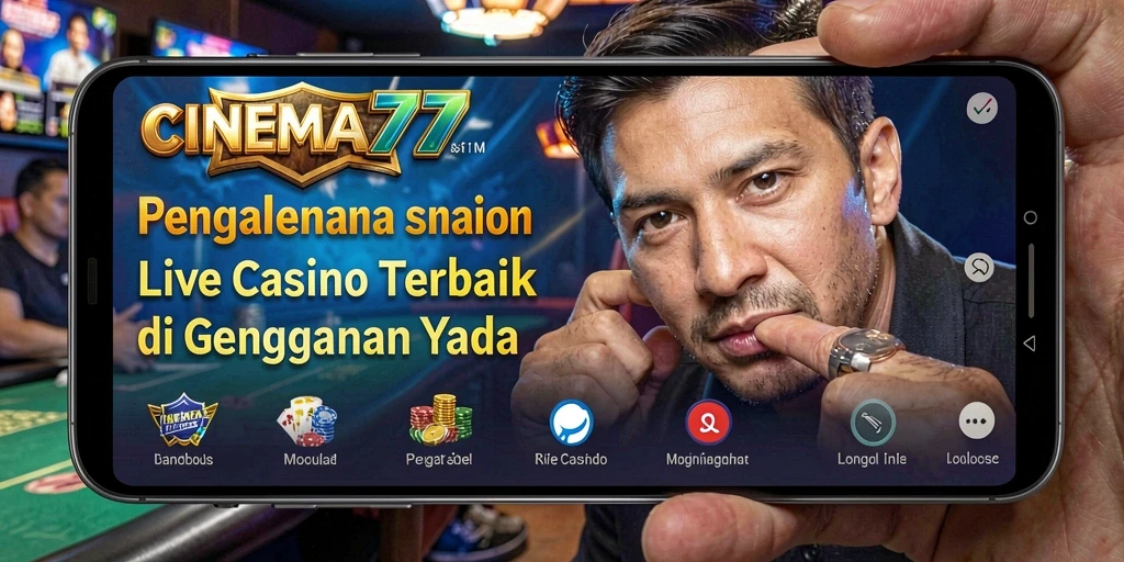 Tangkapan layar game Live Casino CINEMA77 dengan dealer langsung di meja permainan.