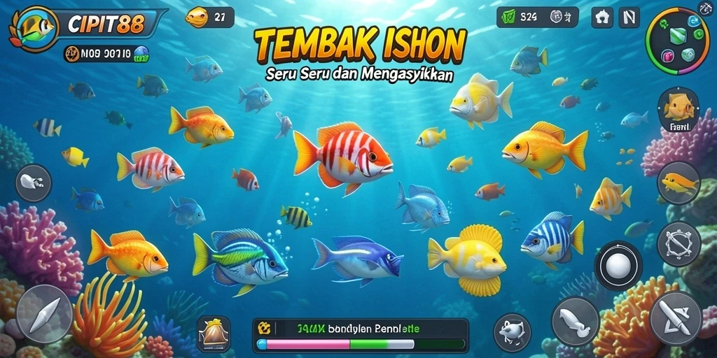 Tampilan screenshot permainan Tembak Ikan CIPIT88 yang menarik dan dinamis.