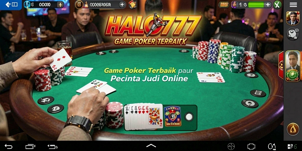 Tangkapan layar gameplay HALO777 menampilkan aksi seru permainan Poker.