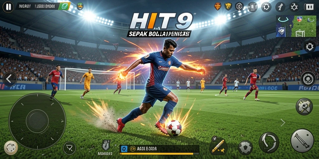 Tangkapan layar menunjukkan aksi intens dalam permainan sepak bola.