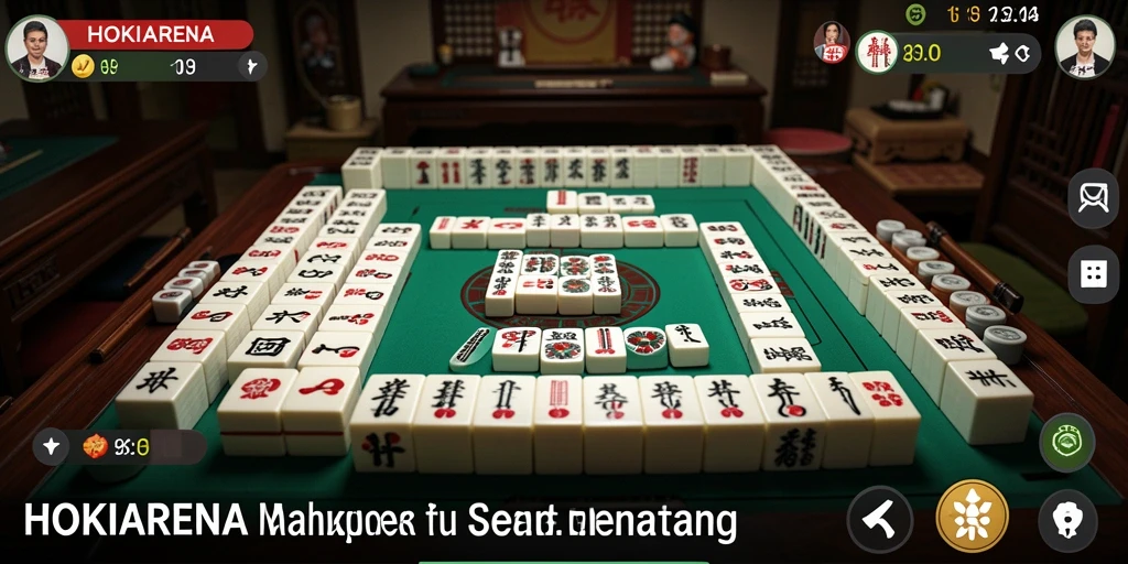 Screenshot gameplay HOKIARENA menampilkan aksi seru permainan Mahjong.