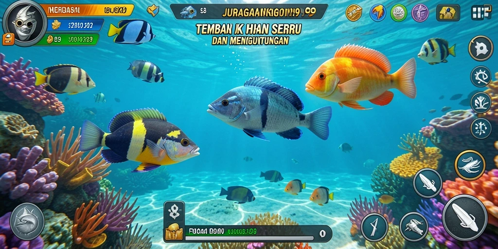 Tampilan gameplay JURAGANKOIN99 yang seru saat menembak ikan.