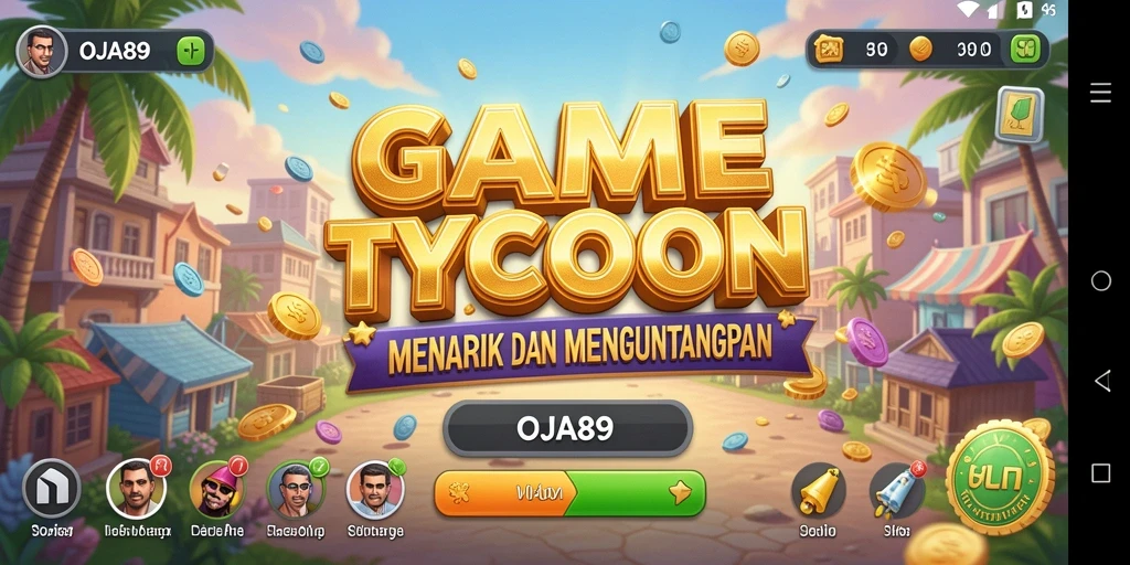 Tampilan gameplay OJA89 yang menampilkan simulasi bisnis yang mendalam.