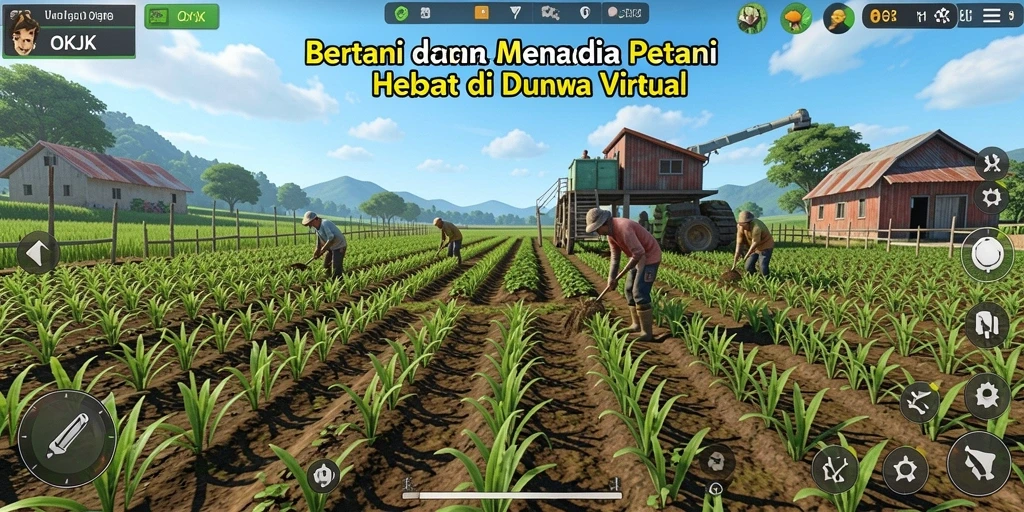 Gameplay menarik dari OKJK dengan ladang yang luas dan beragam tanaman.