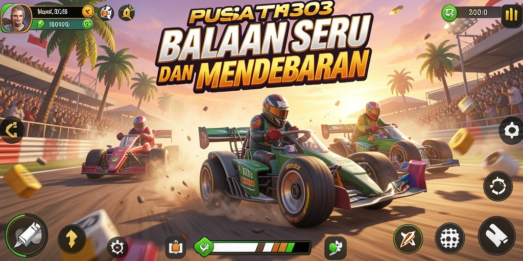 Tampilan menarik dari gameplay balapan PUSAT303 dengan kendaraan yang beragam.