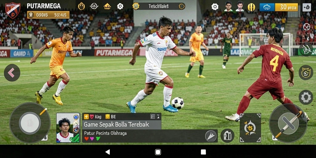 Gameplay seru PUTARMEGA dalam pertandingan sepak bola.