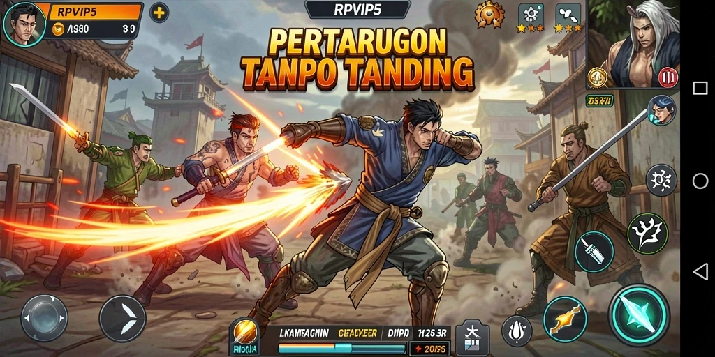 Tampilan screenshot utama RPVIP5 menampilkan pertarungan yang mendebarkan antara karakter-karakter unik.