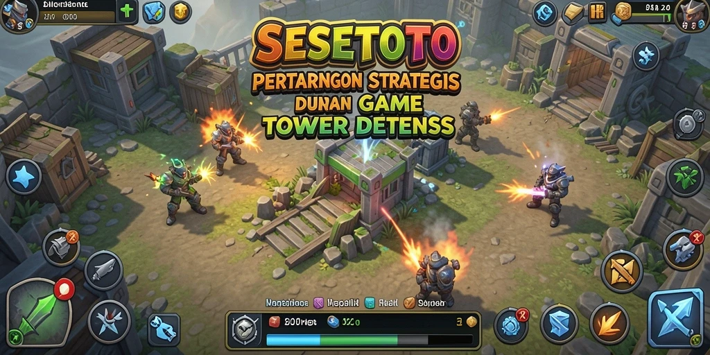 Screenshot SESETOTO menunjukkan aksi menegangkan dalam pertahanan tower.