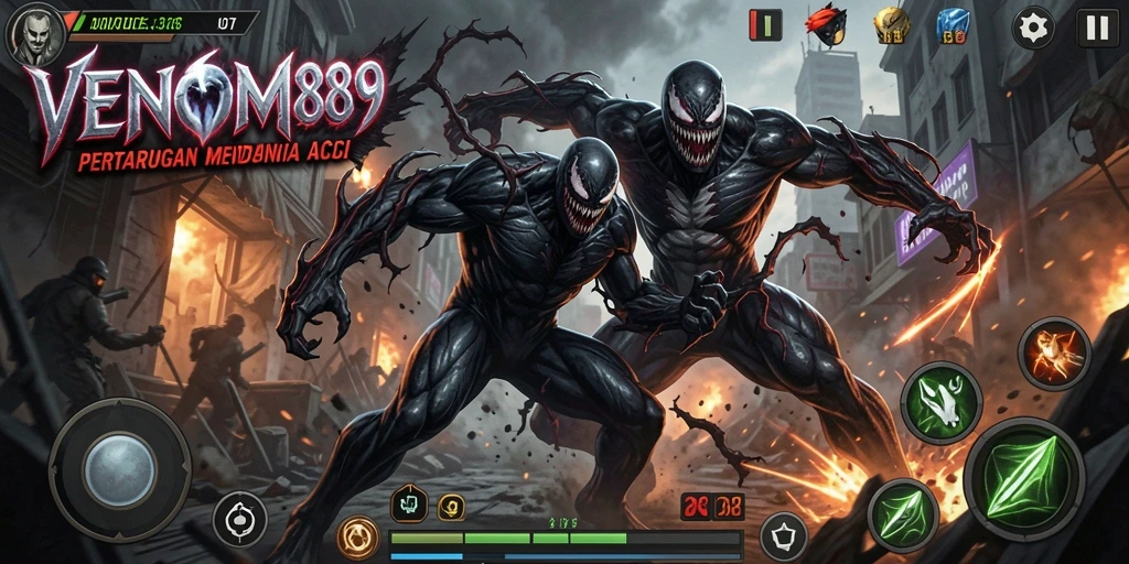 Tampilan gameplay penuh aksi dari VENOM889 dengan karakter yang berani.