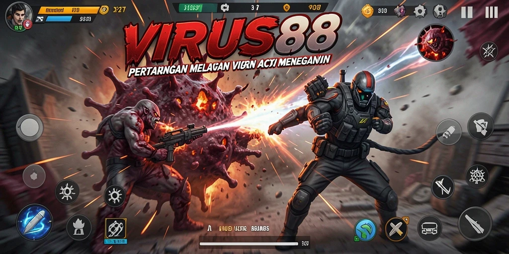 Tampilan gameplay menegangkan dan seru dari VIRUS88.