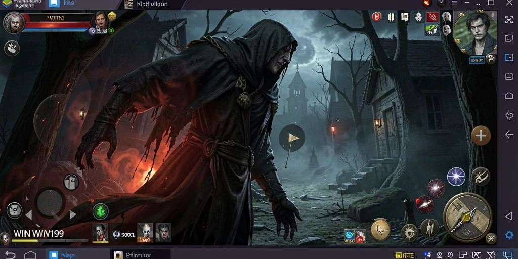 Screenshot gameplay WIN199 menampilkan suasana Horror yang mencekam.
