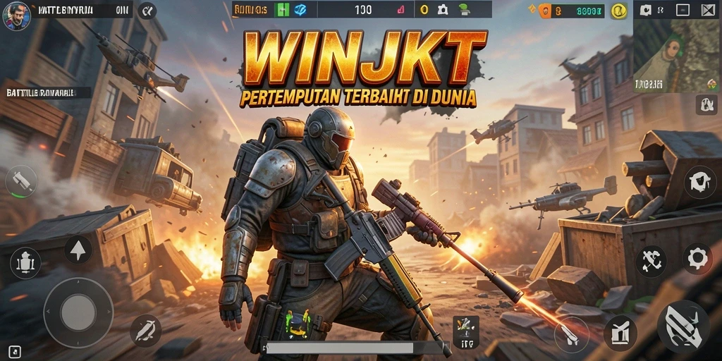 Screenshot gameplay WINJKT dengan pertarungan mendebarkan di Battle Royale.
